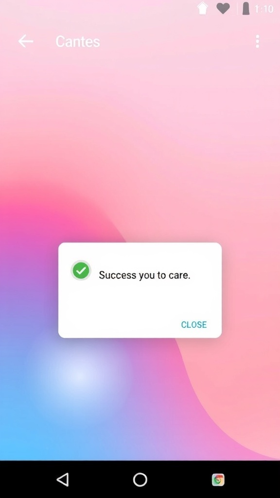 A toast notification in a mobile app displaying a success message with an icon.